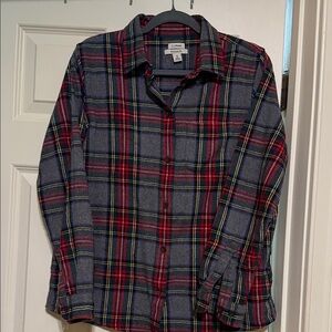 L.L. Bean Multicolor Plaid mid weight soft flannel button down women’s shirt.